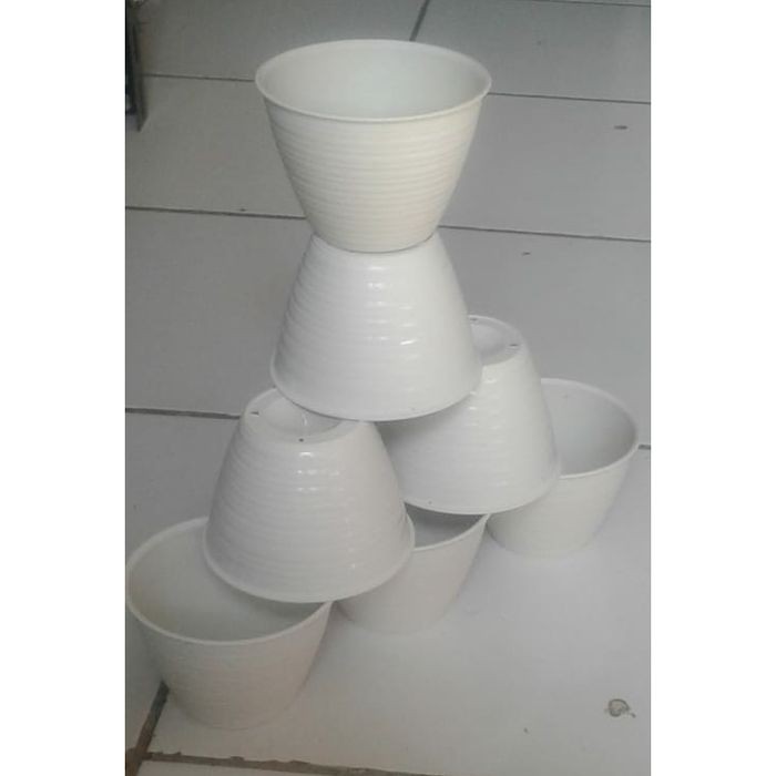 Ori BJP Pot Tawon 10 cm PUTIH Motif Pot Tawon Putih 10cm Vas Bunga