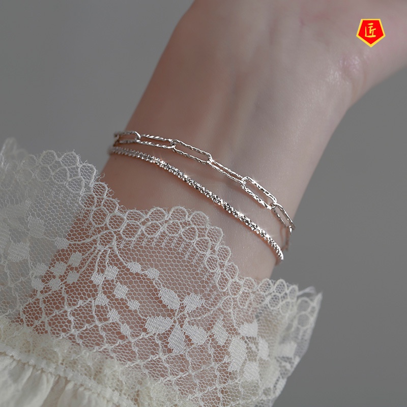 [Ready Stock]925 Silver Bracelet Women's Light Luxury High-Grade