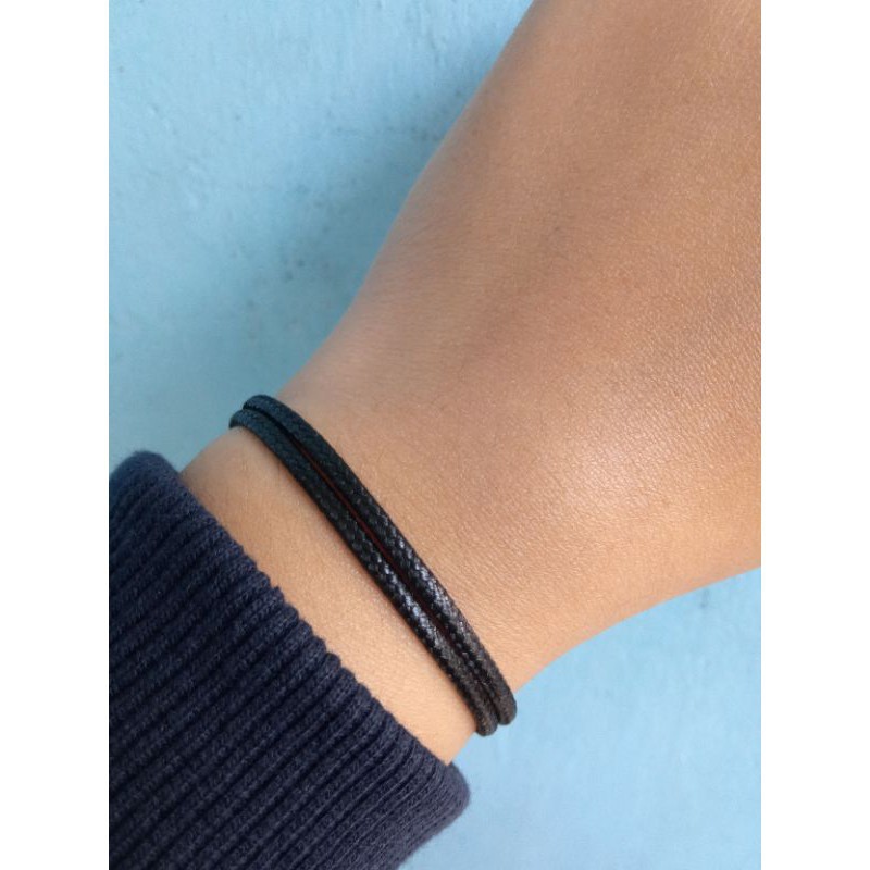 GELANG SIMPLE KOREA / Gelang Tali Hitam Polos Glossy Anti Air