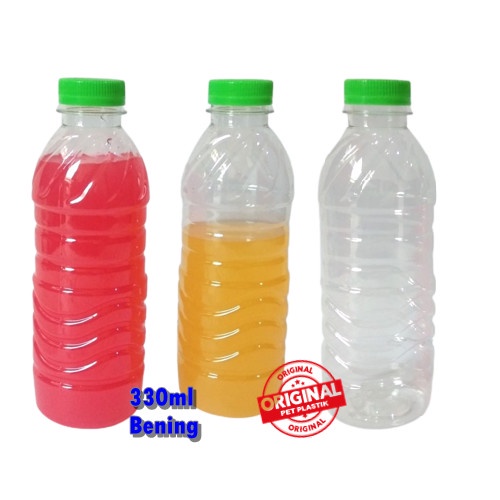 BOTOL JUICE PLASTIK MINUMAN 330ML TUTUP SN SEGEL WARNA WARNI BOTOL TRANSPARANT