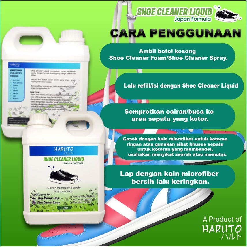 Shoe cleaner 1 Liter by Haruto cairan pembersih sepatu kemasan 1 liter