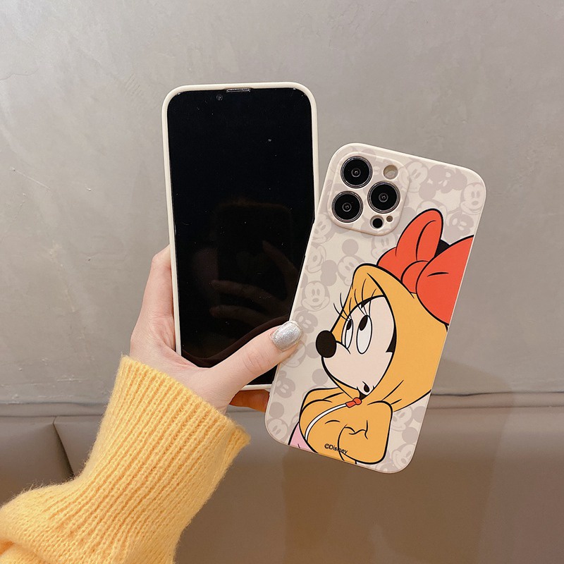 Soft Case Silikon Matte Motif Kartun mickey minnie Untuk iPhone 7 8 Plus X XR XS Max 11 12 13 Pro Max 7 + 8 +