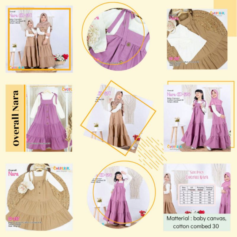 Set Gamis Overall Cutetrik Anak Perempuan