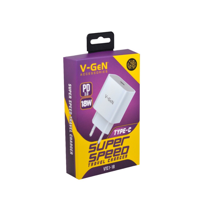 Adaptor Charger V-GeN VTC1-17 Fast Charging QC 3.0 15W Travel Charger include Kabel MicroUsb