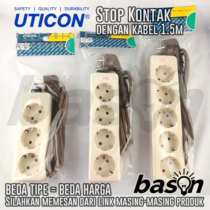 UTICON ST138C Multi Outlet - Stop Kontak 3 Lubang Arde 1.5 Meter