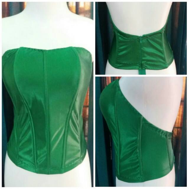 bustier satin lowback hijau fuji