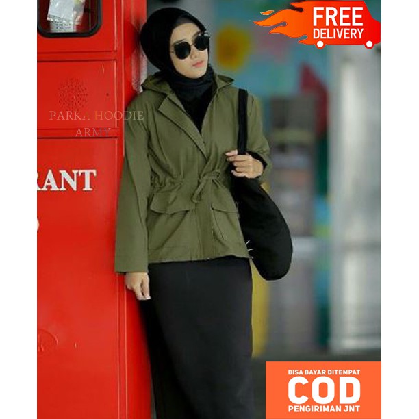 Jaket Parka Hoodie Wanita - Jaket Semi Parka Wanita - Jaket Parka - Jaket Bomber (COD)-3