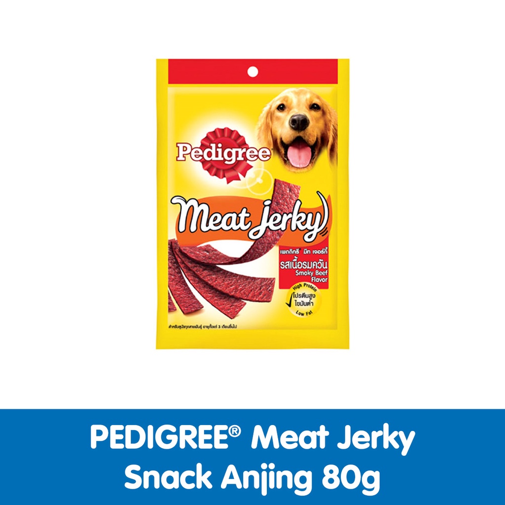 PEDIGREE Meat Jerky Strap Snack Anjing, 80g. Snack Anjing untuk Anjing Dewasa