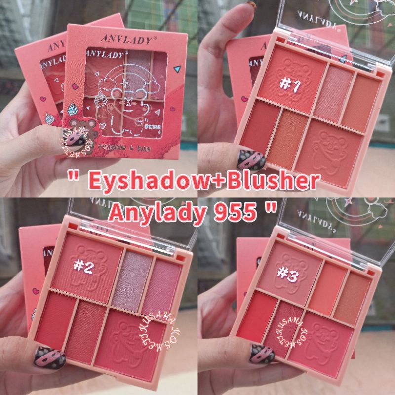 ECER!! EYESHADOW ANYLADY MAKE UP PALETTE 955 EYESHADOW +BLUSHER A8992B