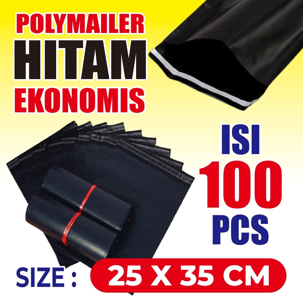 plastik packing or plastik polymailer LDPE ukuran 25x35 economis isi 100pcs