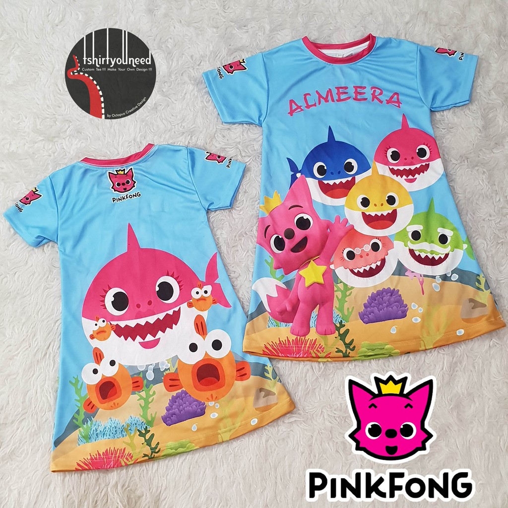 Dress Anak Dan Dewasa Baby Shark Pink Fong Pinkfong Shopee Indonesia - baju raya hitam n white edition roblox