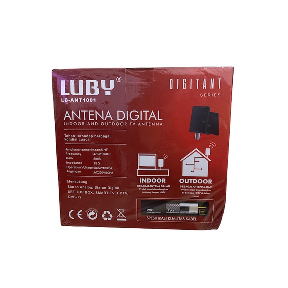 Luby Antena HDTV Digital Indoor Outdoor Booster LB-ANT1001