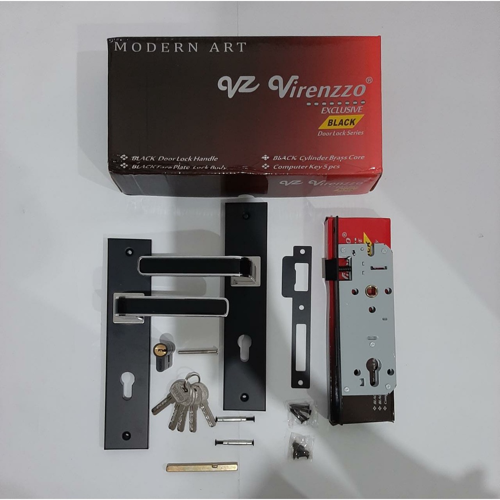 KUNCI PINTU/GAGANG PINTU/HANDLE PINTU STAINLESS HITAM VIRENZZO BLACK SERIES BESAR