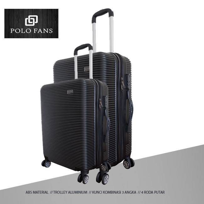 Paket 2in1 032 Termurah Koper Fiber ABS Hardcase dapat dua koper 20/24 inch Polo Fans- HITAM