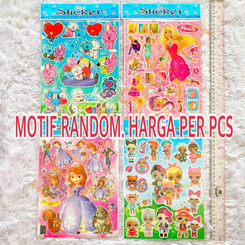 

MAINAN STIKER KODE AP ANAK PRINCESS BT SOFIA LOL DLL RANDOM UKURAN 20 X 25 CM