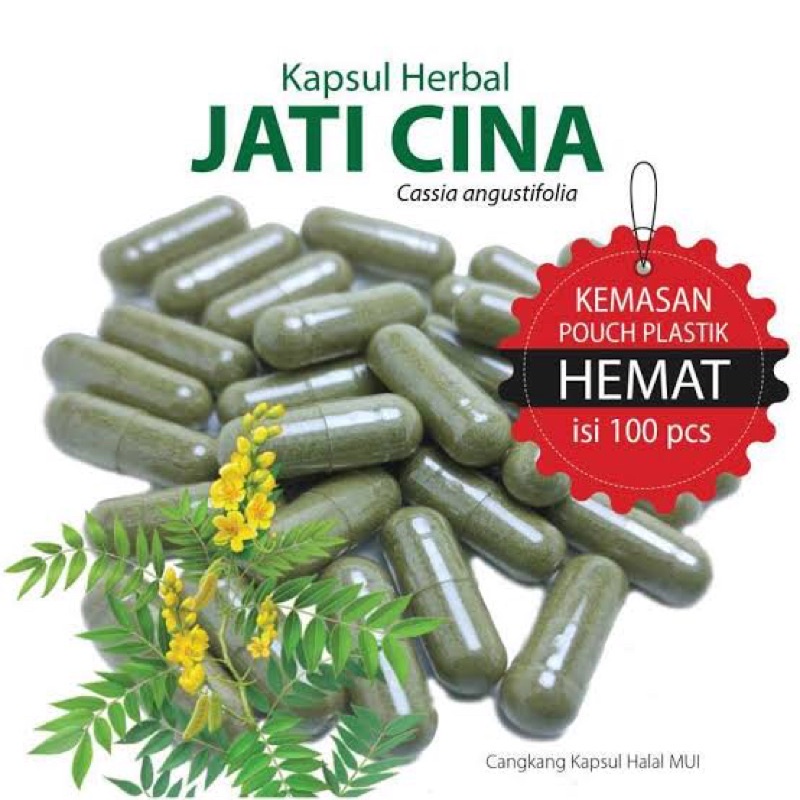 Herbal Pelangsing Alami Ampuh  Kapsul Daun Jati Cina / Senna Detox  (Isi 100pcs)