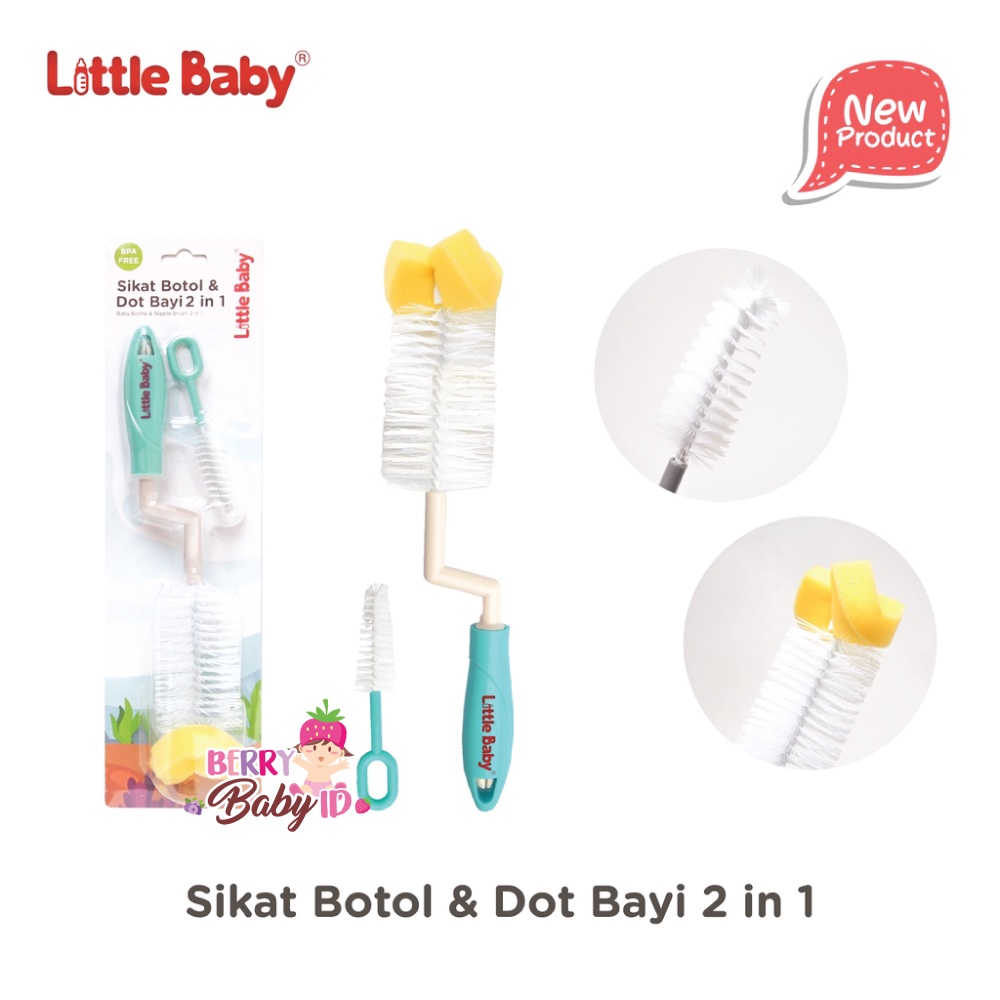 Little Baby 3-in-1 Sikat Botol Spons Nylon &amp; Dot Bottle Nipple Brush Berry Mart