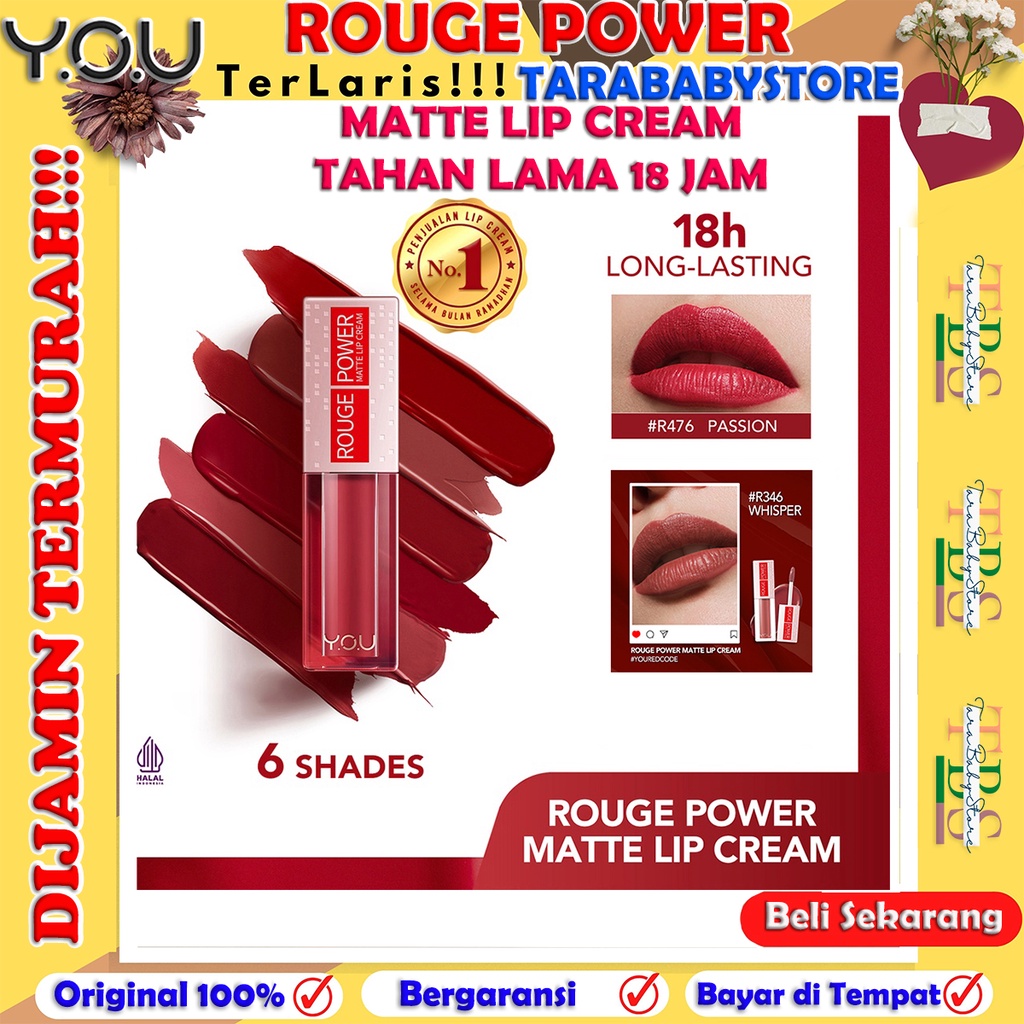 YOU Rouge Power Matte Lip Cream | Matte Finish, Tahan Lama, Nourishing, with Manuka Honey [ORIGINAL]