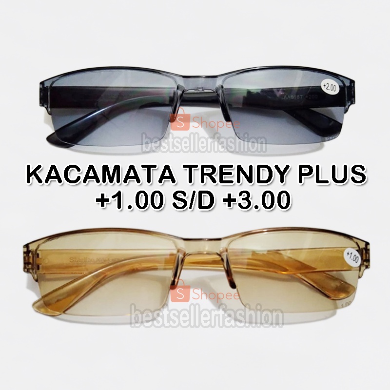 Kacamata baca trendy plus anti UV ukuran Plus (+) 0.50 s/d 4.00