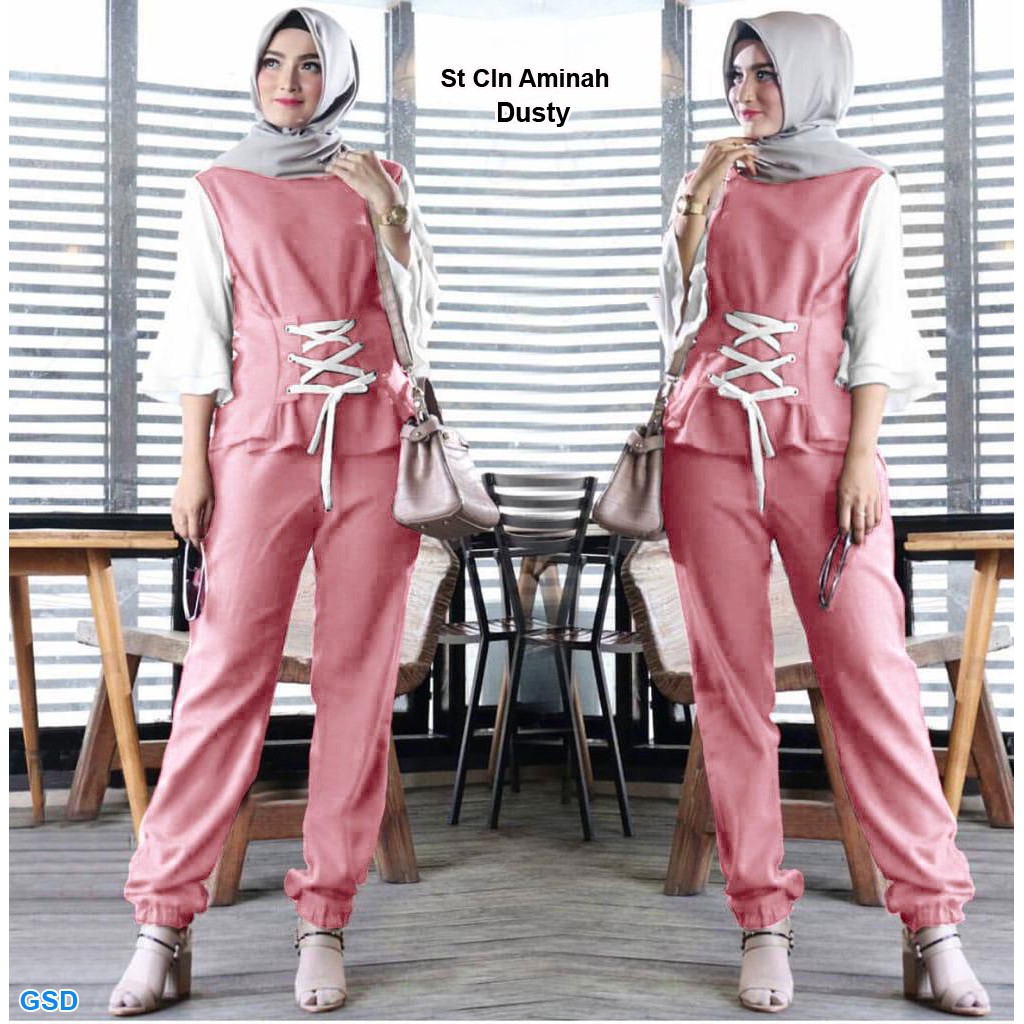 NCR Setelan Baju Celana Jogger Panjang Wanita Muslimah NCR Setelan Baju Celana Jogger Panjang Wanita Muslimah