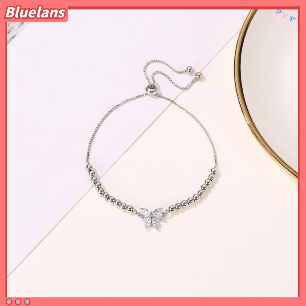 Bluelans Women Fashion Adjustable Cubic Zirconia Bow-Knot Design Bracelet Jewelry Gift