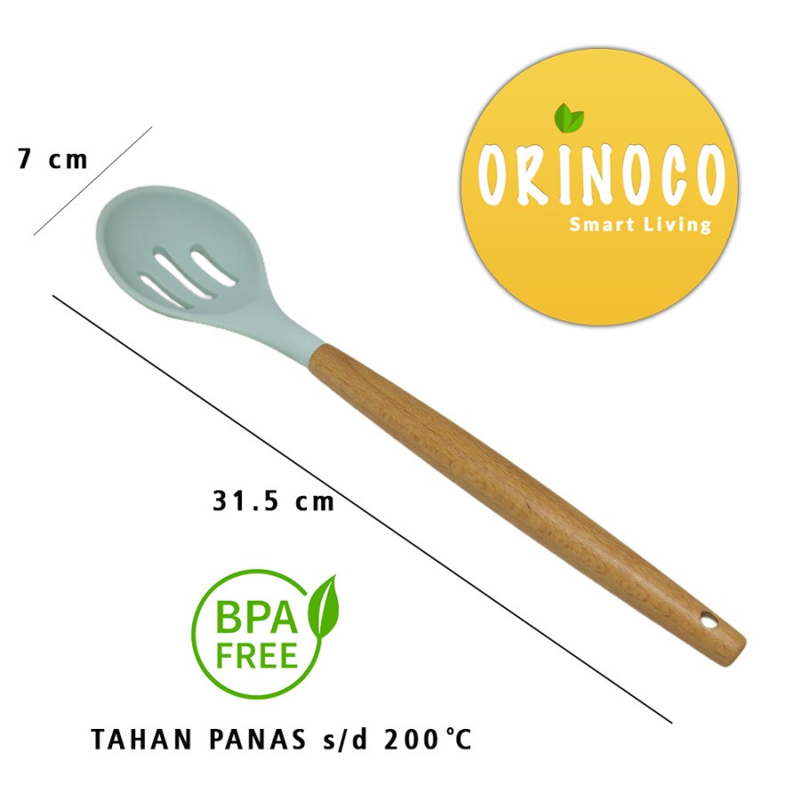 Alat Masak Silicone Or-203 Gagang Kayu Tahan Panas Warna Tosca-8