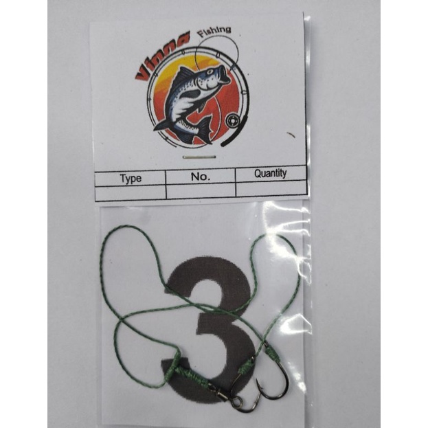 Rakitan Bawal Benang Pe 8 X8 Tebal Anti Gigit Kail Bawal Cabang 2 Mata Kail Nomer 3