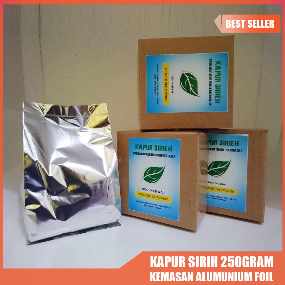 

Kapur Sirih Kemasan Alumunium Foil 250gr Bubuk