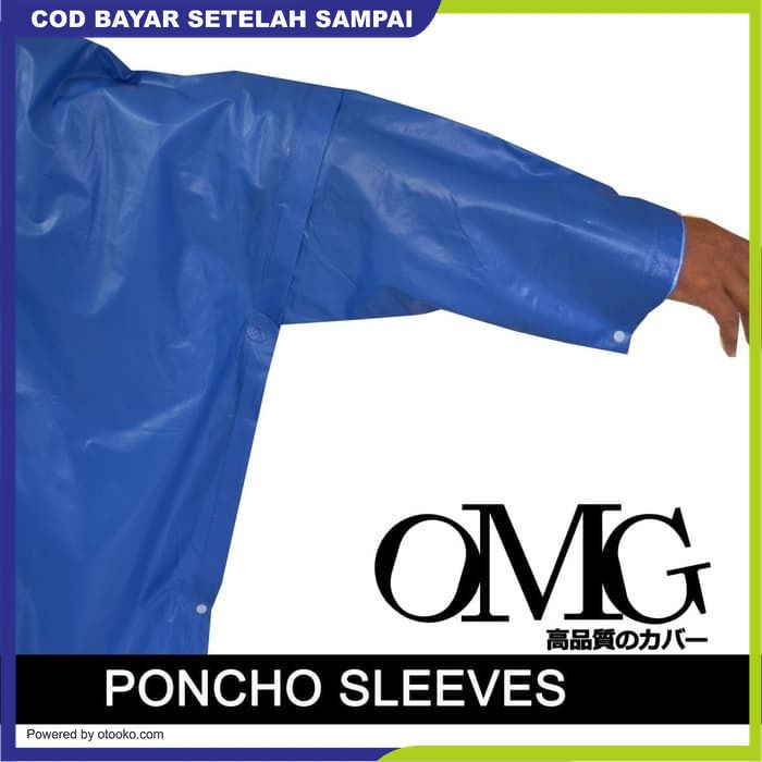 Jas hujan pria ponco poncho lengan tebal karet pvc OMG 100% tahan air anti rembes Raincoat