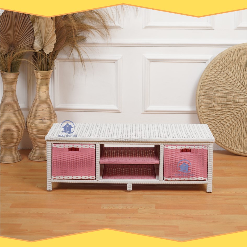 Rak TV Meja Lemari Buffet Rotan Sintetis Plus Laci Colour