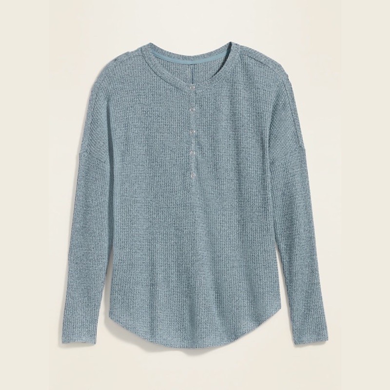 OLDNAVY WAFFLE KNITTED TOP - ATASAN SWEATER RAJUT ORIGINAL BRANDED-KNIT LIGHTBLUE