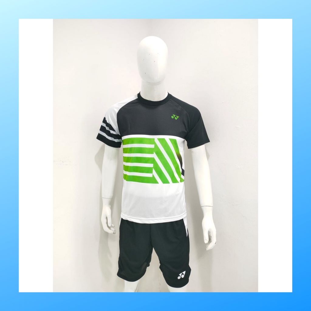 Kaos bulutangkis pria baju badminton dan celana jersey setelan wanita dewasa t-shirt outfit seragam jarsey kostum olahraga pakaian apparel sport jersy bulu tangkis casual jersi sudirman cup suit Y170 hitam polos