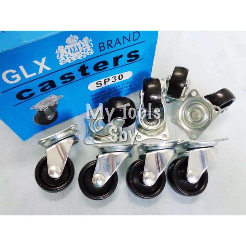 (1 set) Roda Caster Koper / Kaster Gepeng Karet GLX SP-30 1 1/4”