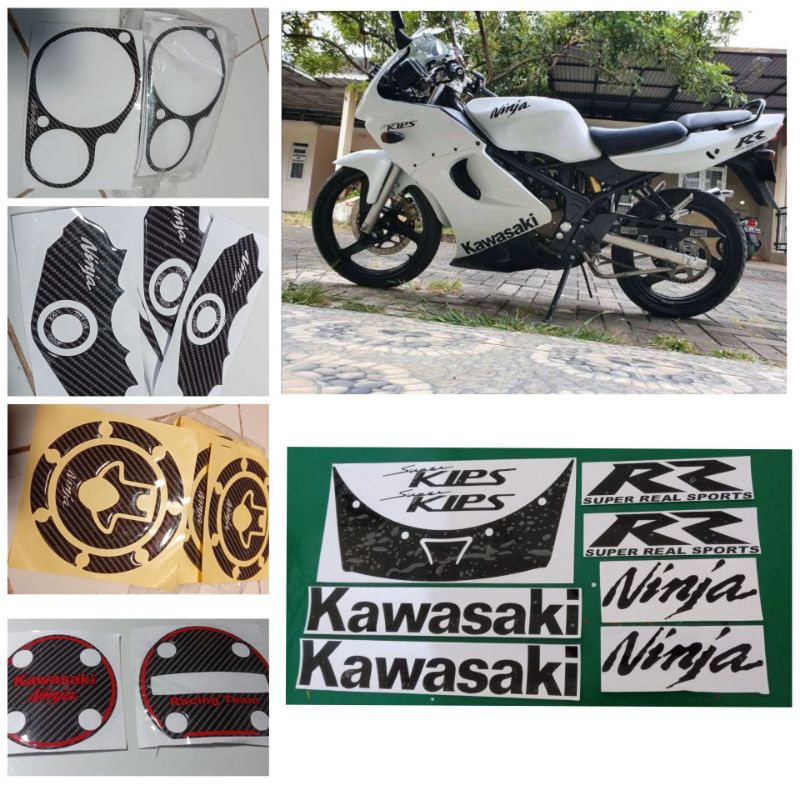 Stiker cutting striping lisbody Kawasaki Ninja RR old putih