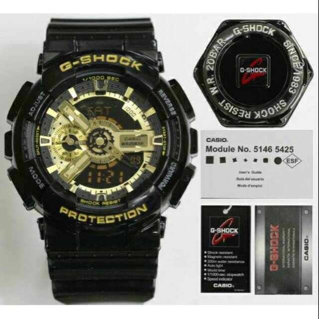 Jam pria G shock GA110 black series auto light