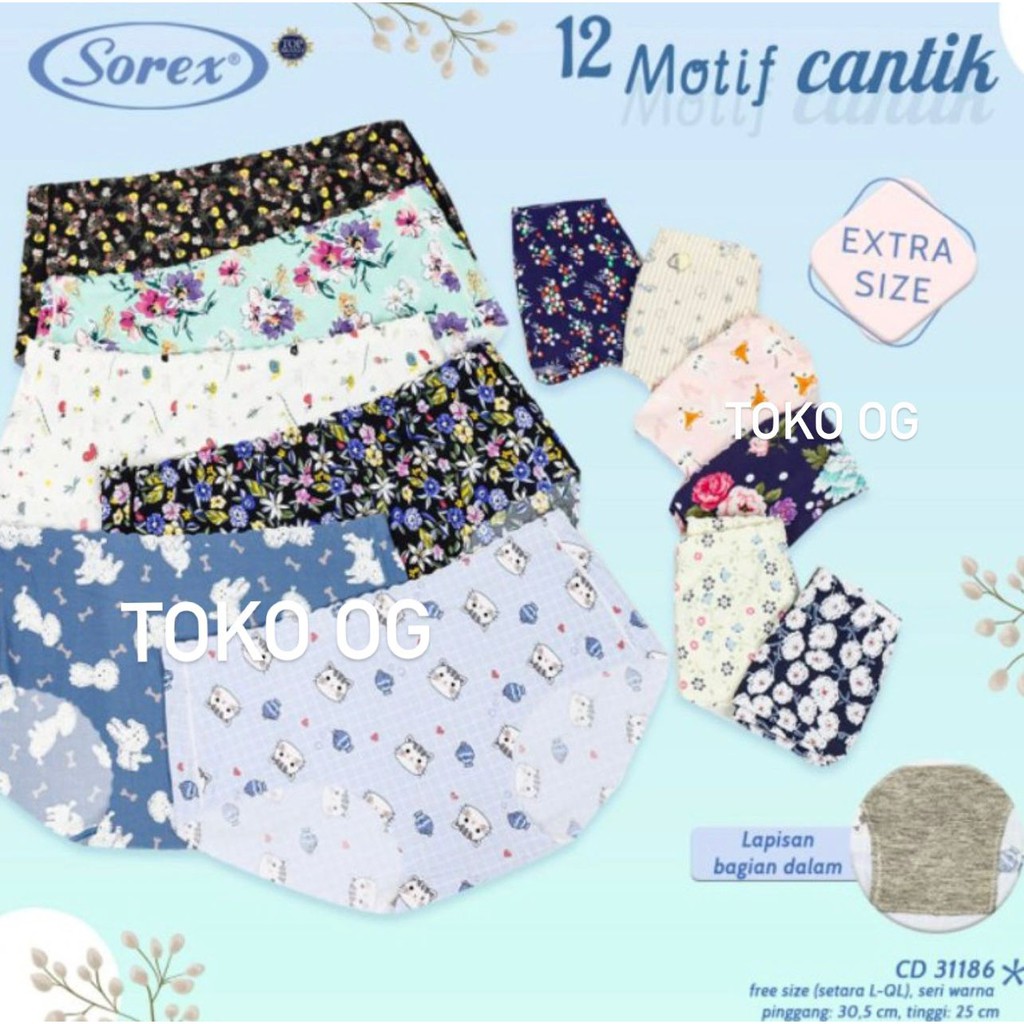 CD Wanita Sorex Seamless EXTRA SIZE 31186 (Fit to XL- XXL ) Tanpa jahit Motif versi besar baru