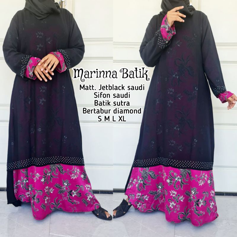 Abaya marinna batik saudi kraton saudi jetblack batik sutra sifon saudi gamis pesta