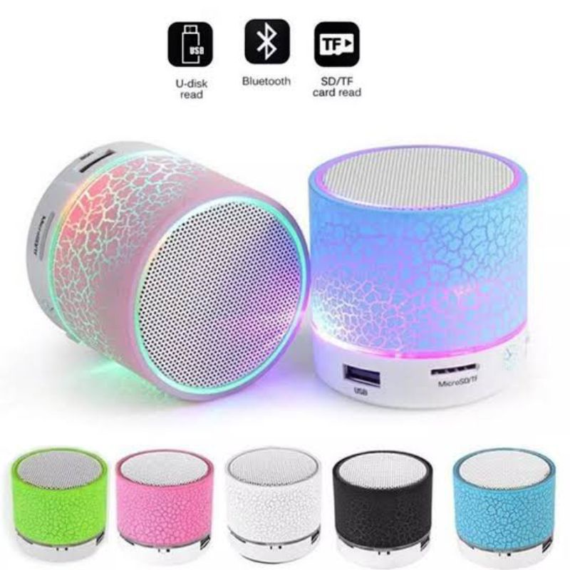 Speaker Bluetooth Music LED Portable Mini Speaker Bluetooth Retak | motif with + USB