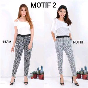 Ready Stok CELANA LEGGING MOTIF KOTAK WANITA PANJANG Limited