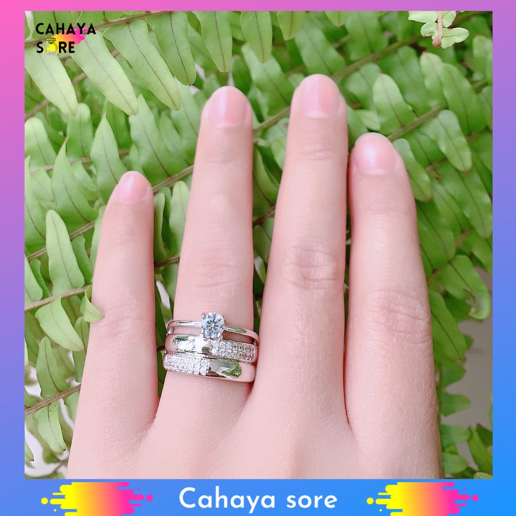 Cincin Xuping Silver Cincin Dewasa Permata Satu Mewah CD22