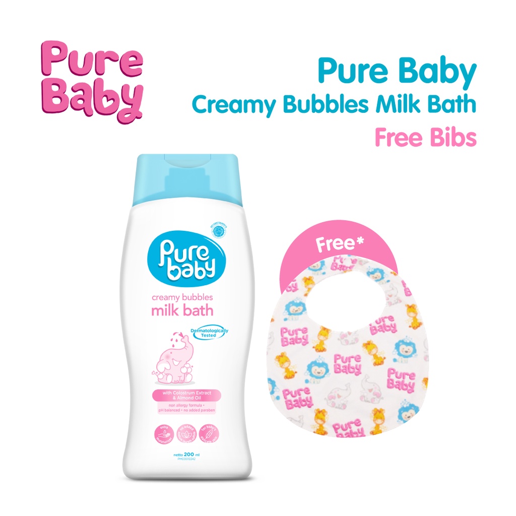 Jual Pure Baby Creamy Bubbles Milk Bath 200ml Free Bibs | Shopee Indonesia