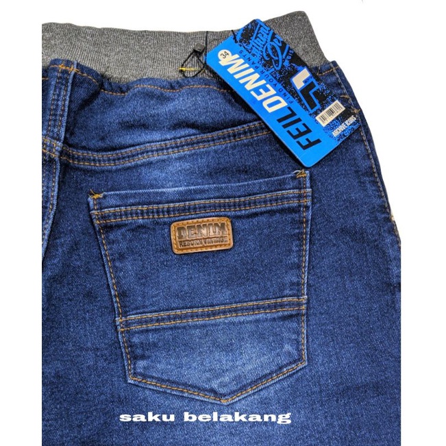 CELANA PENDEK JEANS PRIA FEIL PINGGANG KARET