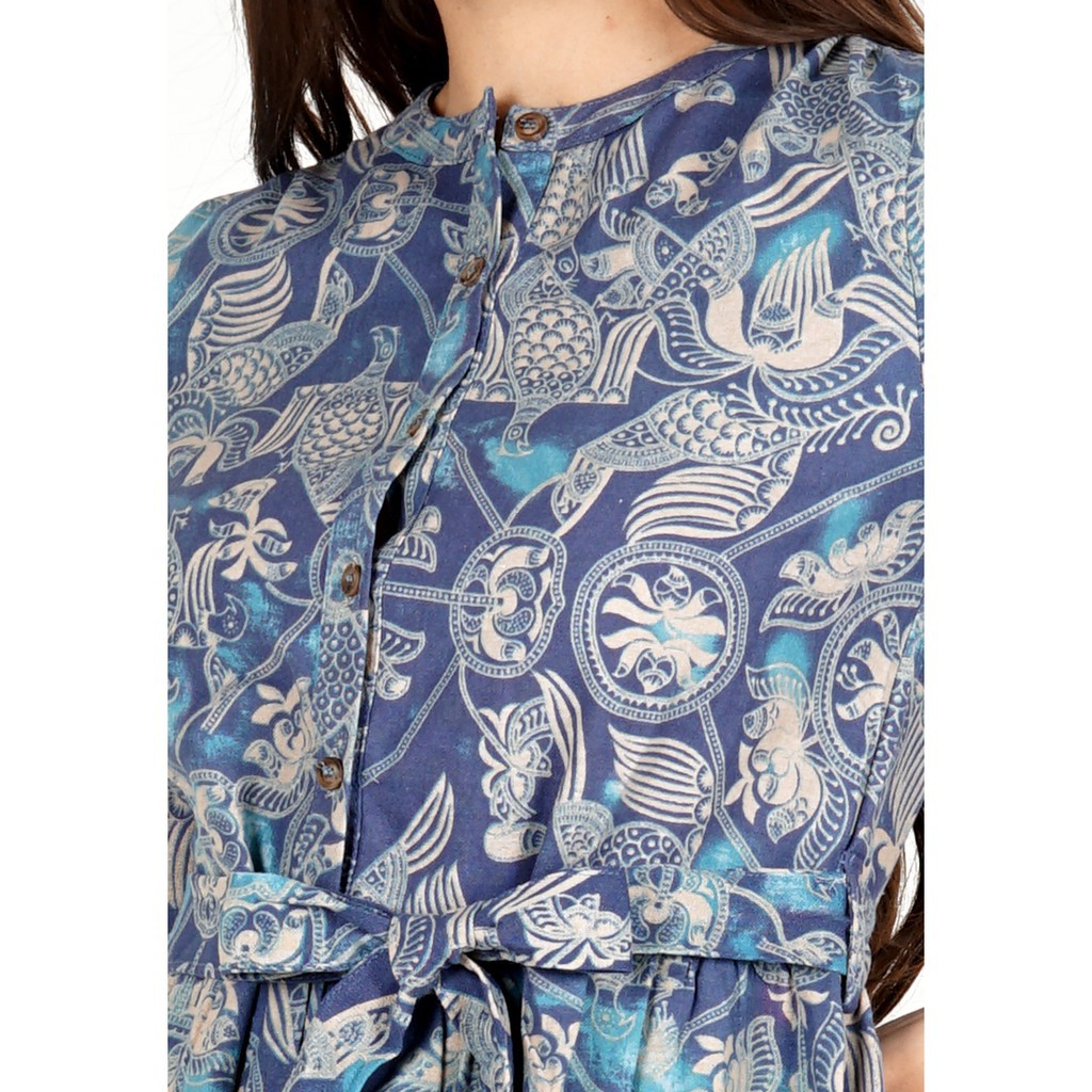 LKJ1920 Novel Mice - Gamis | Ethnic Tunic Print Blue Paisley Dress