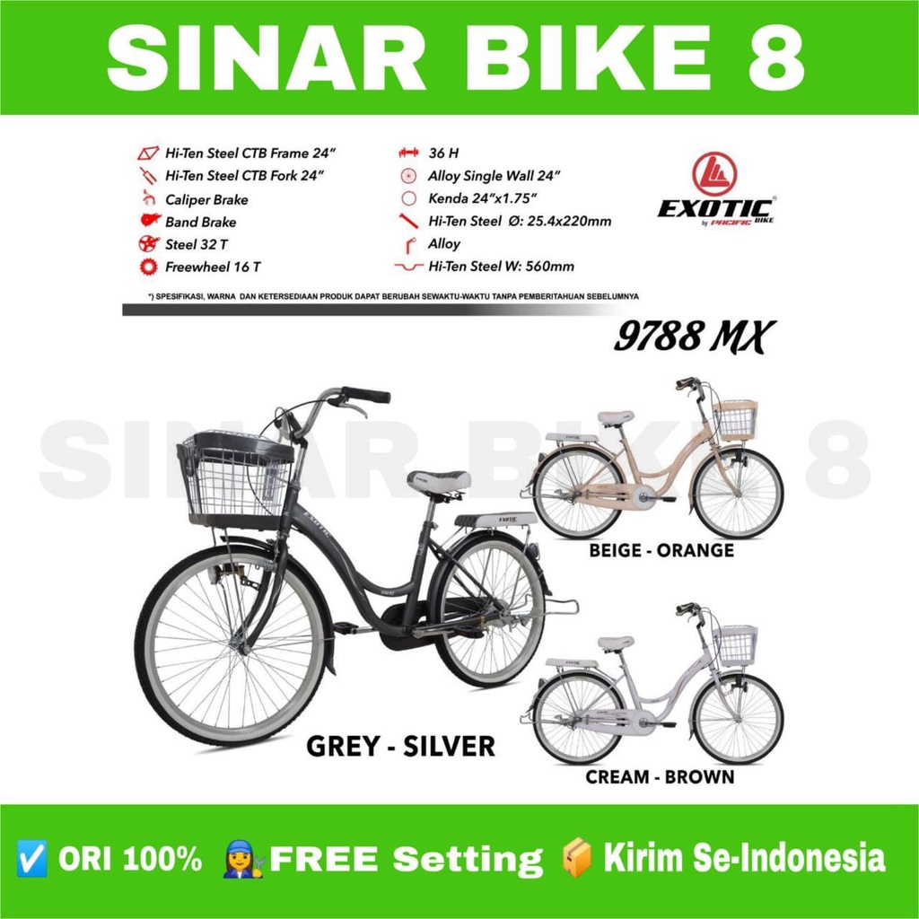 Sepeda Mini Keranjang Dewasa Perempuan Ukuran 20 dan 24 Inch EXOTIC ET 9788 MX