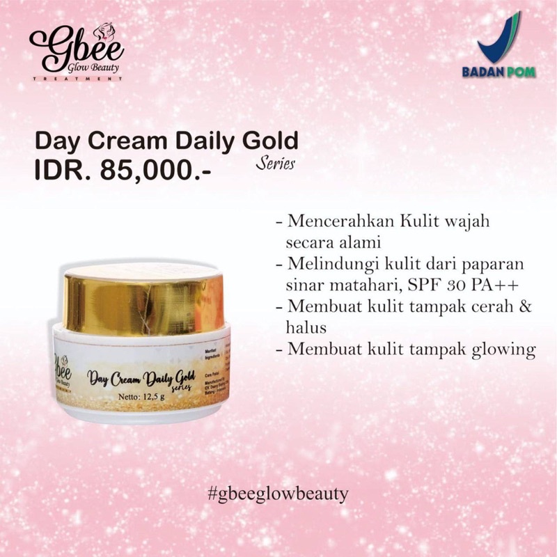 CREAM KINCLONG GOLD GBEE GLOW TERLARIS/GLOWING SEKALI OLES/BAYAR COD/SKINCARE BPOM/HERBAL/ALAMI
