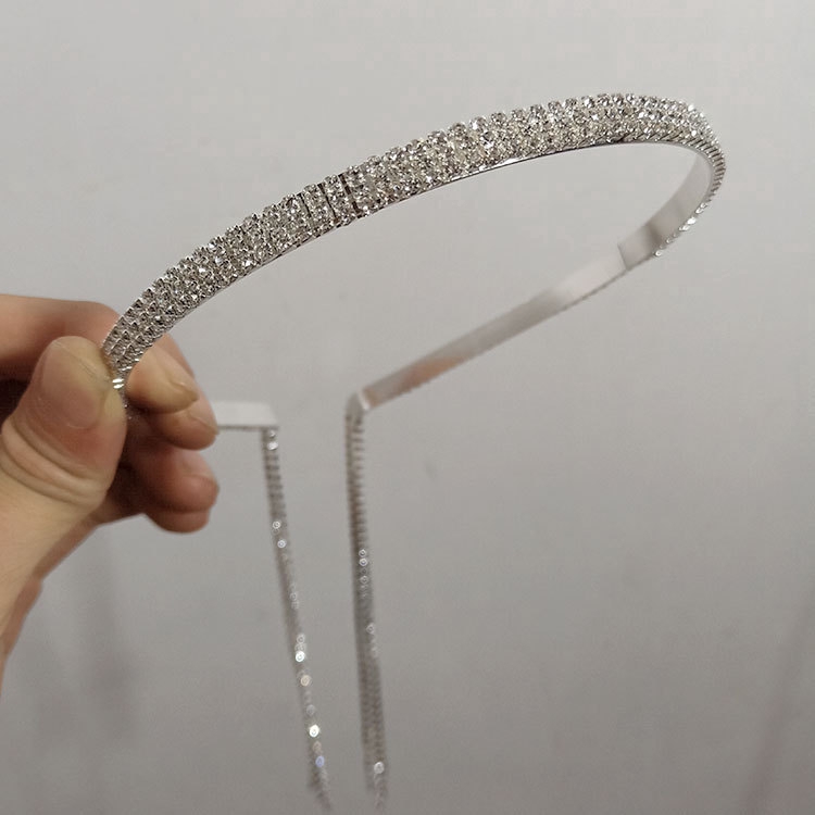 Korean Korean Multi-row Rhinestone Tassel Hair Band/Women Retro Princess Girl Hairbands/Bling Crystal Crown Chain Wedding Jewelry