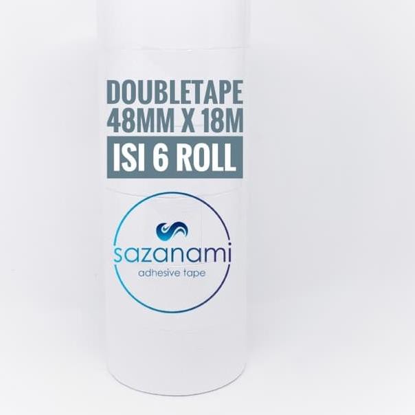 

DOUBLE TAPE 2" 48MM x 18M DOUBLETAPE KERTAS PUTIH SAZANAMI ISI 6ROLL