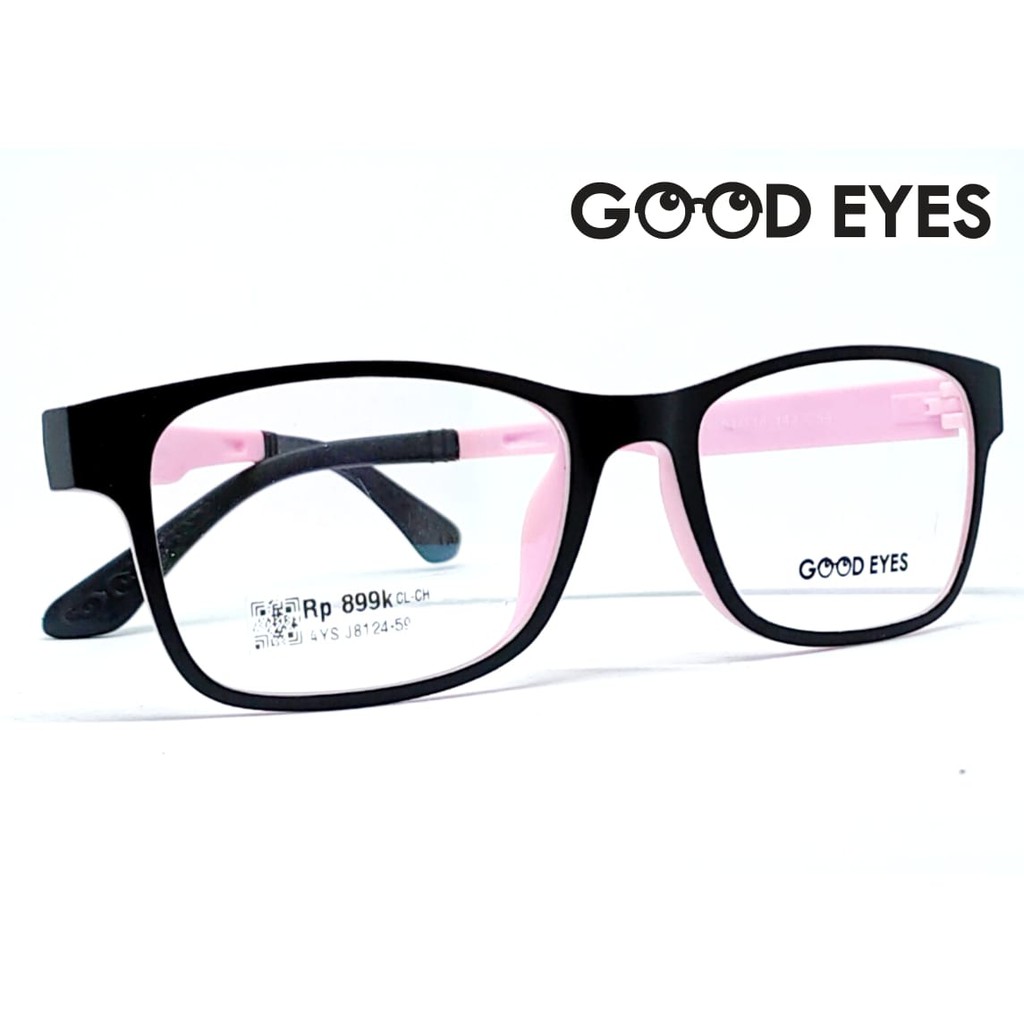 Good Eyes 8124-59 Pink Kacamata Unisex Free Lensa Anti Radiasi
