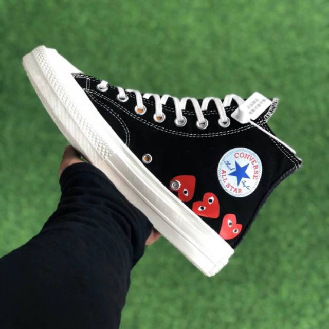 black multi heart cdg converse