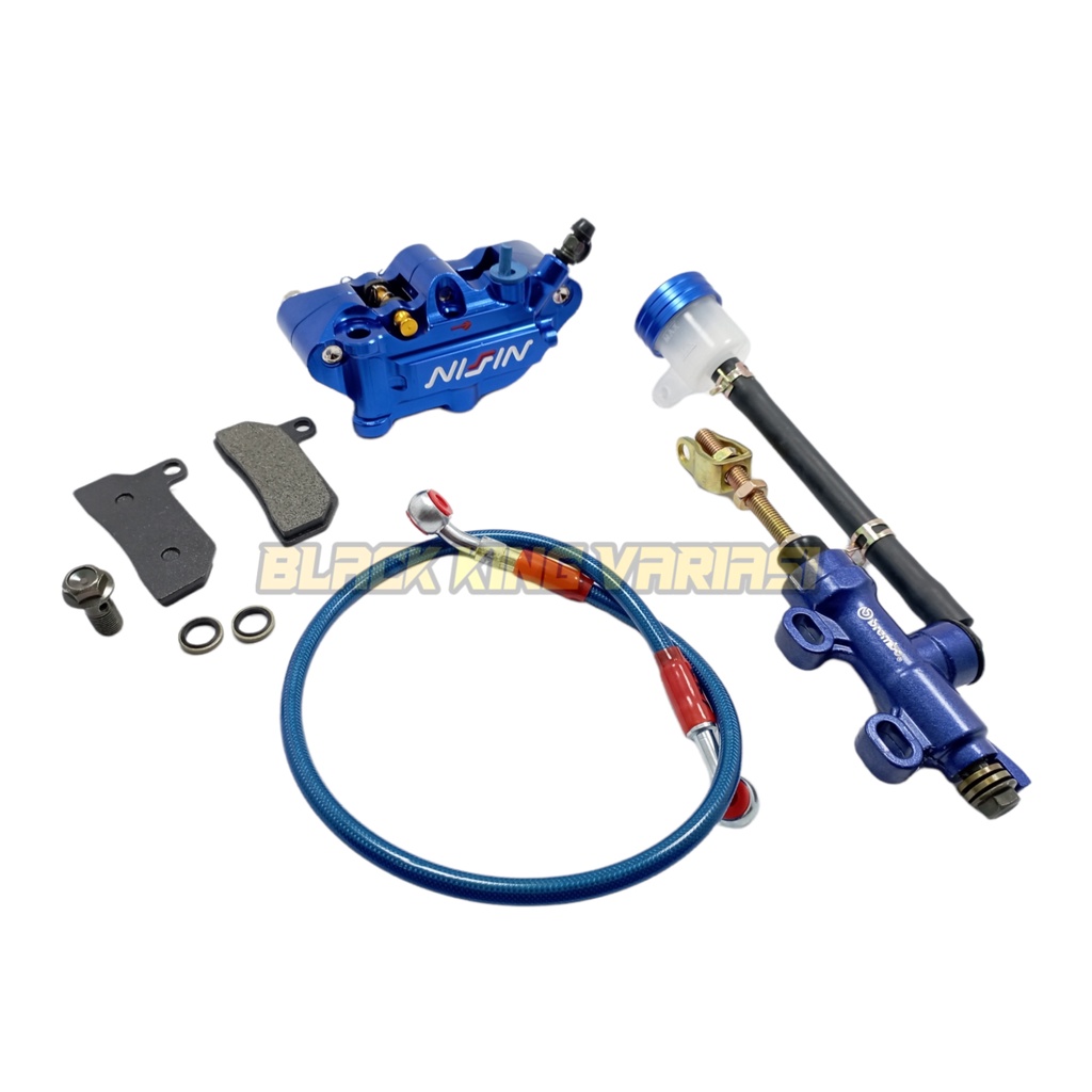 Satu Paket Kaliper Nisin Free Kampas Rem , Selang Rem 95 Cm , Tonjokan Rem Motor